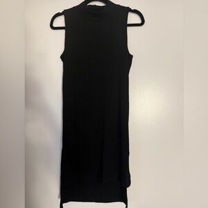 Aqua Black Ribbed Midi Dress